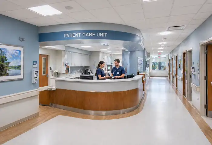 WMHI psychiatric patient care unit hallway interior