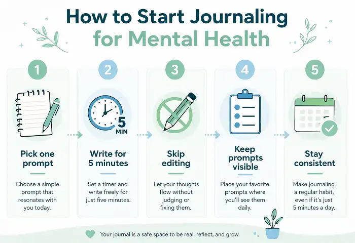 How to start journaling for mental health steps