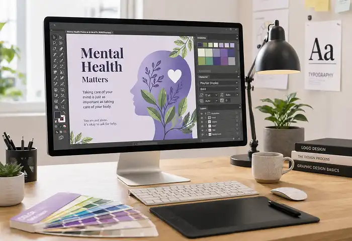 Mental health poster design workstation