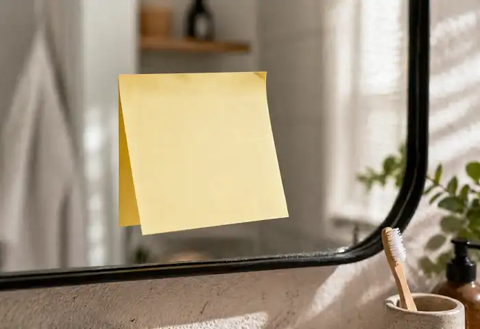 Mental health quote sticky note mirror