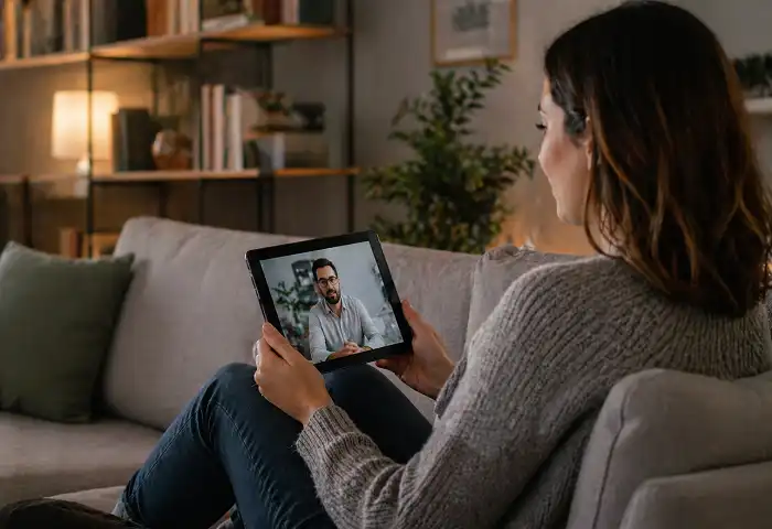 online telehealth mental health video session