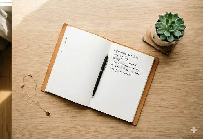 Open journal with handwritten notes mental health