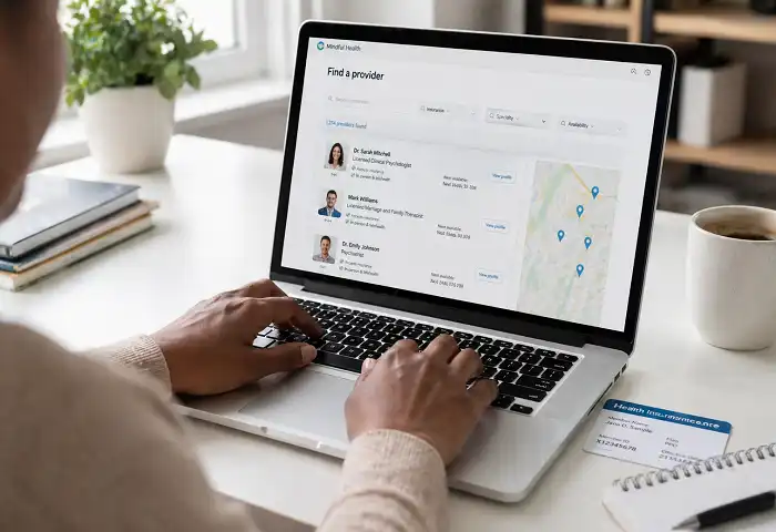 searching therapist on mental health platform