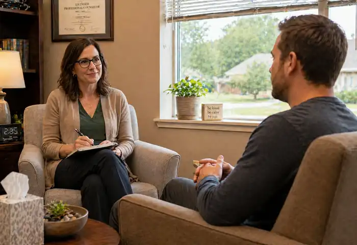 therapist and patient counseling session