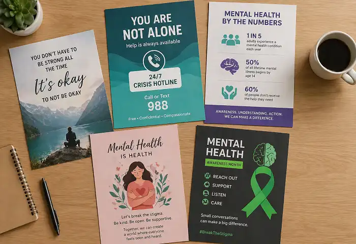 Types of mental health posters desk
