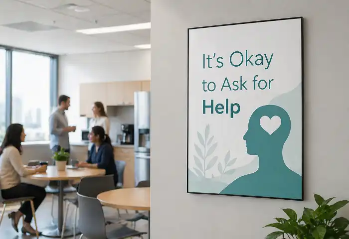 Workplace mental health poster break room