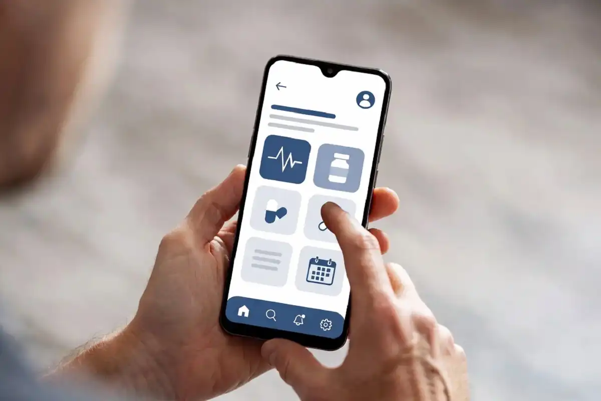 Member using a health plan mobile app on a smartphone