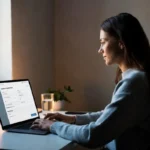Person completing an Amble Health online health intake form on a laptop at home
