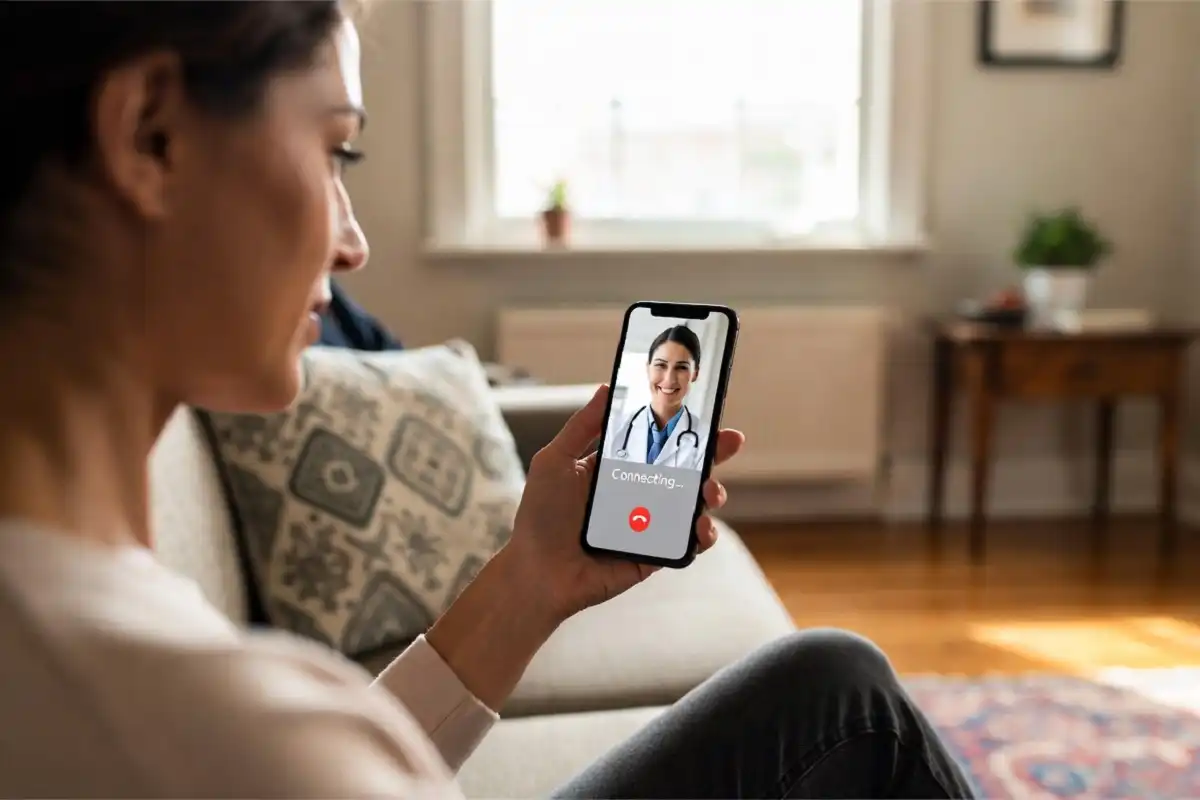 Patient using Carbon Health app for telehealth visit