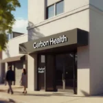 Carbon Health modern clinic exterior with patients entering