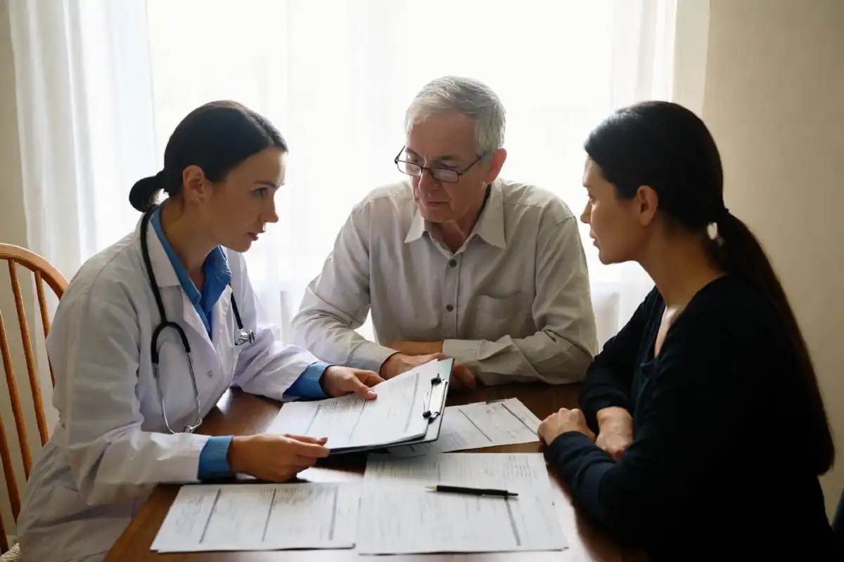 Family meeting with a home health care provider to plan care