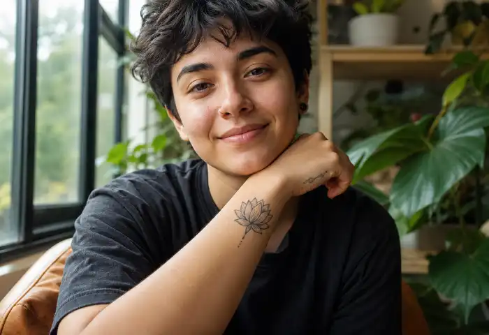 person with depression survivor mental health tattoo showing forearm