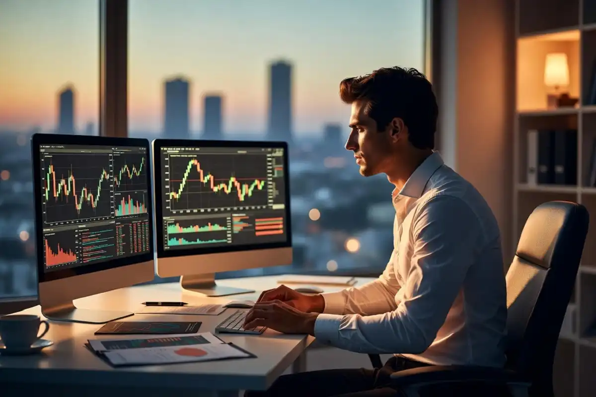 Investor analyzing Elevance Health stock performance and financial data on a laptop