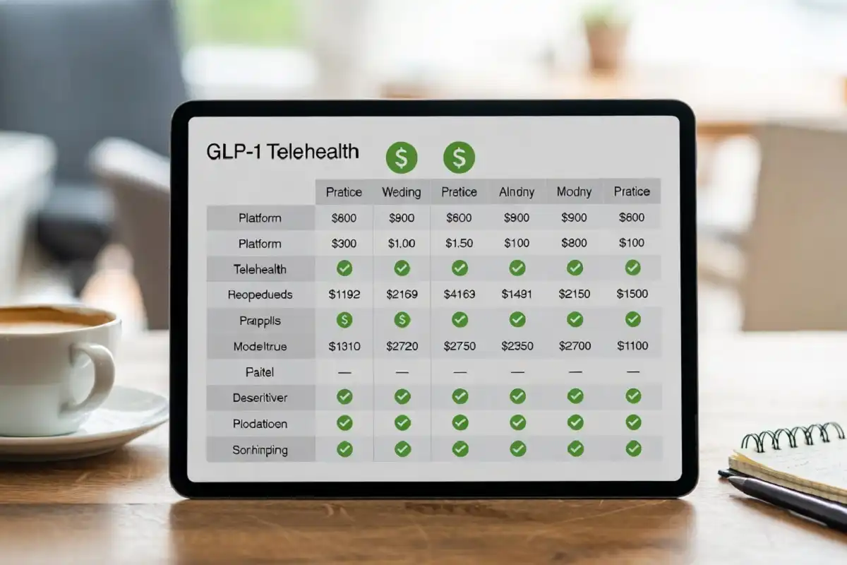 Comparison chart showing Amble Health as an affordable GLP-1 telehealth option