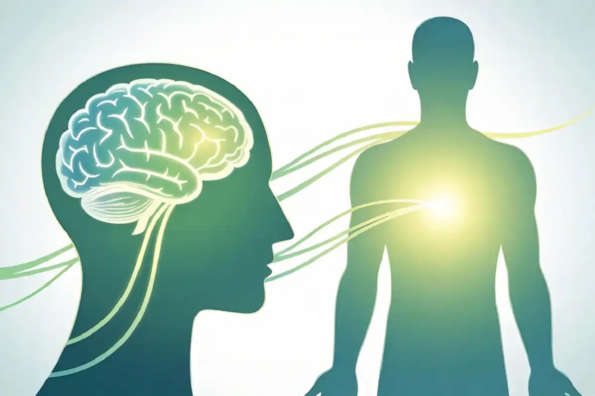 Illustration showing the connection between mental health and weight management in Mochi Health programs