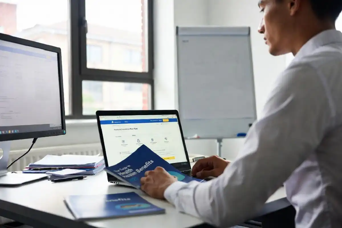 Employee searching for Meritain Health in-network providers on a laptop