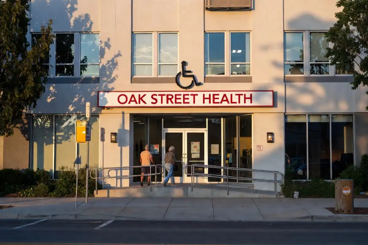 Oak Street Health clinic exterior location in urban neighborhood 2026