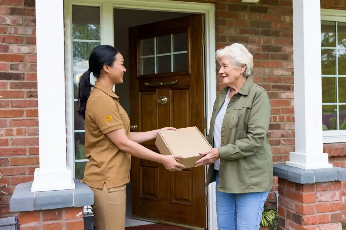 Patient receiving durable medical equipment delivered to their home