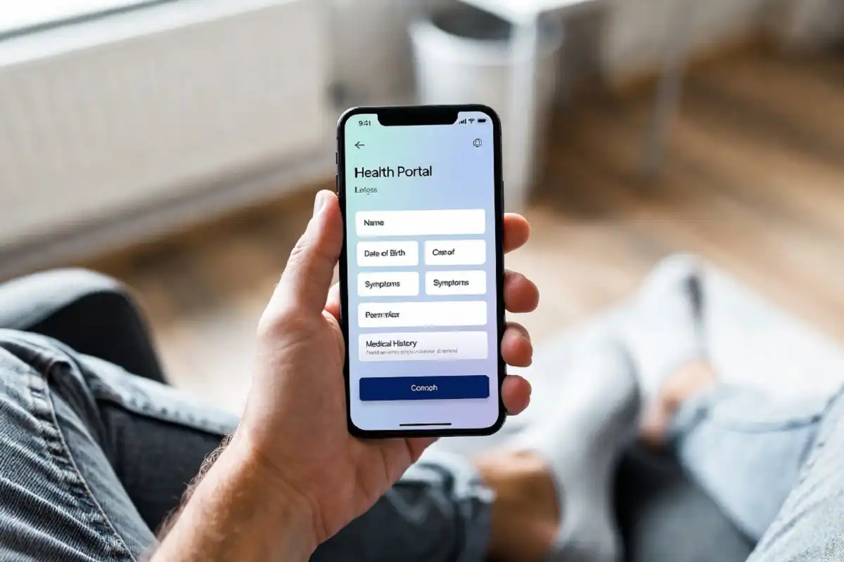 Patient using a healthcare portal app on smartphone