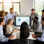Public health Jobs professionals collaborating in a bright modern office
