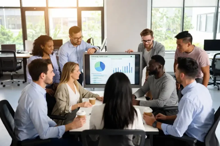 Public health Jobs professionals collaborating in a bright modern office