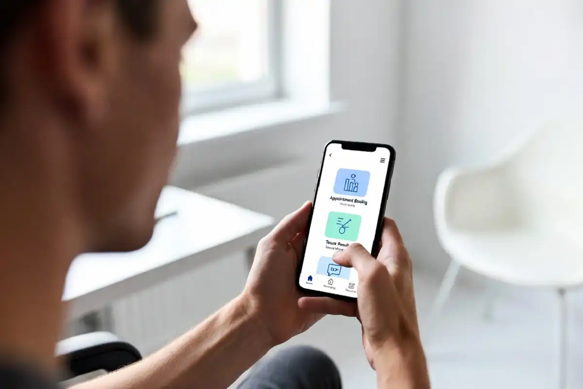 Person using Sutter Health MyHealth Online patient portal on a smartphone