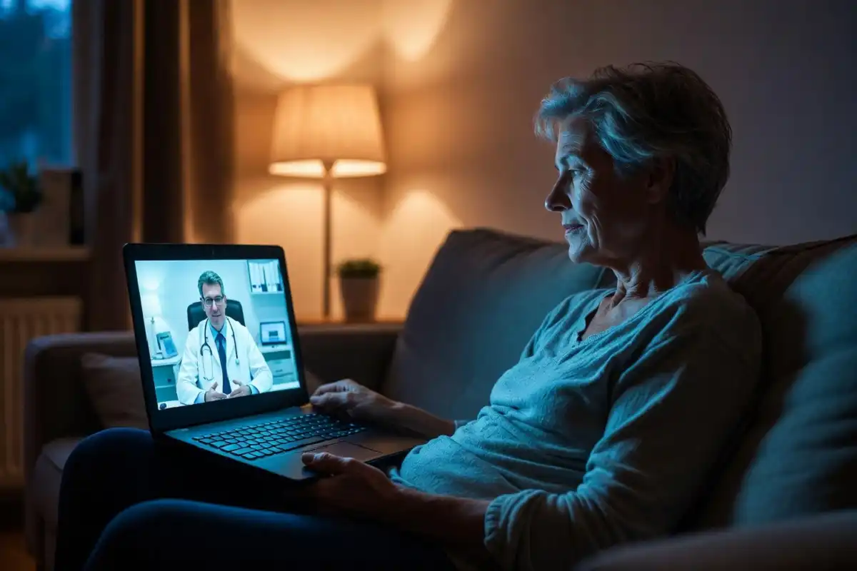 Patient having a telehealth virtual visit through Trinity Health MyChart portal