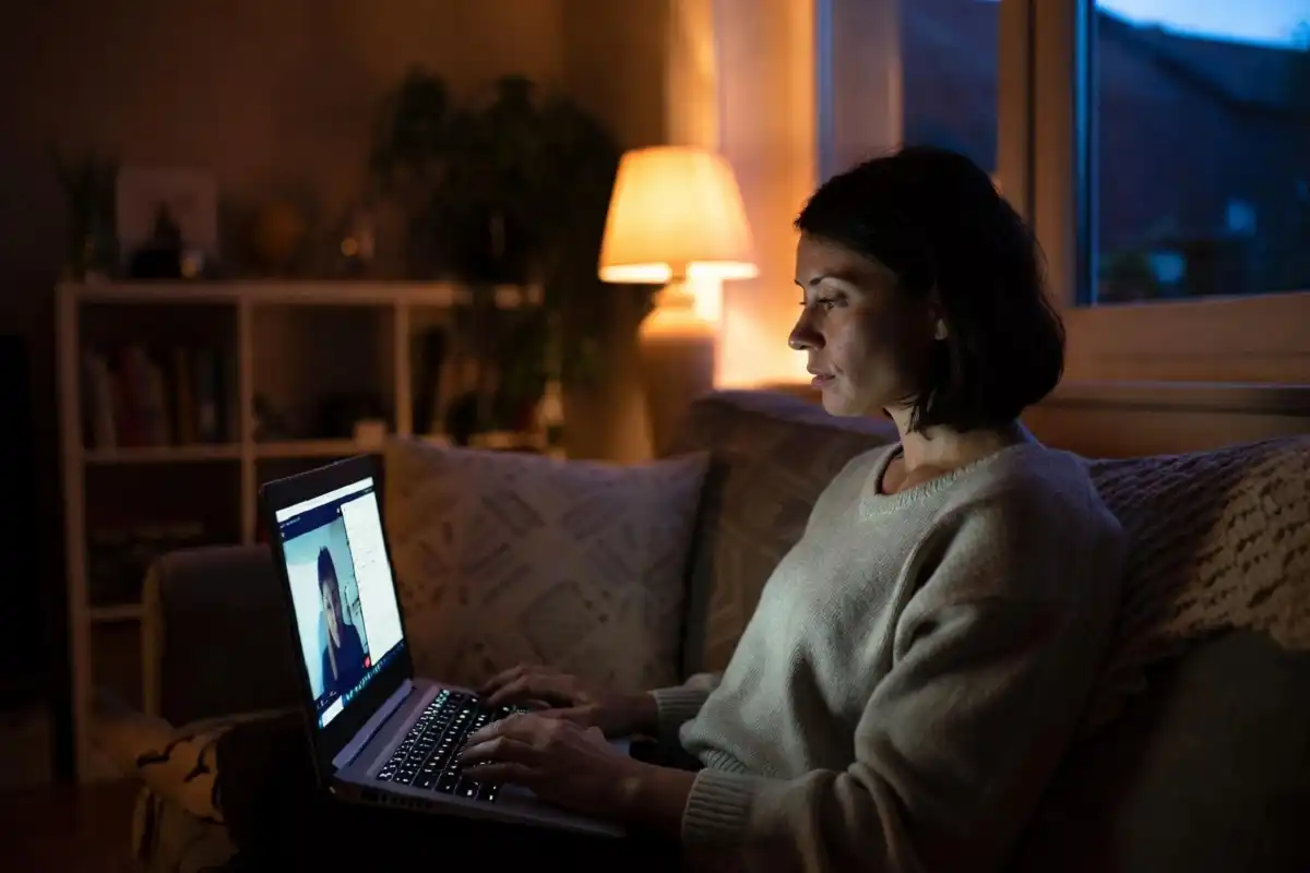 Person attending a virtual doctor visit from home