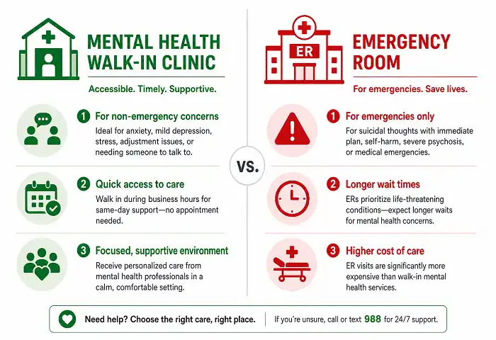 walk in clinic vs emergency room comparison