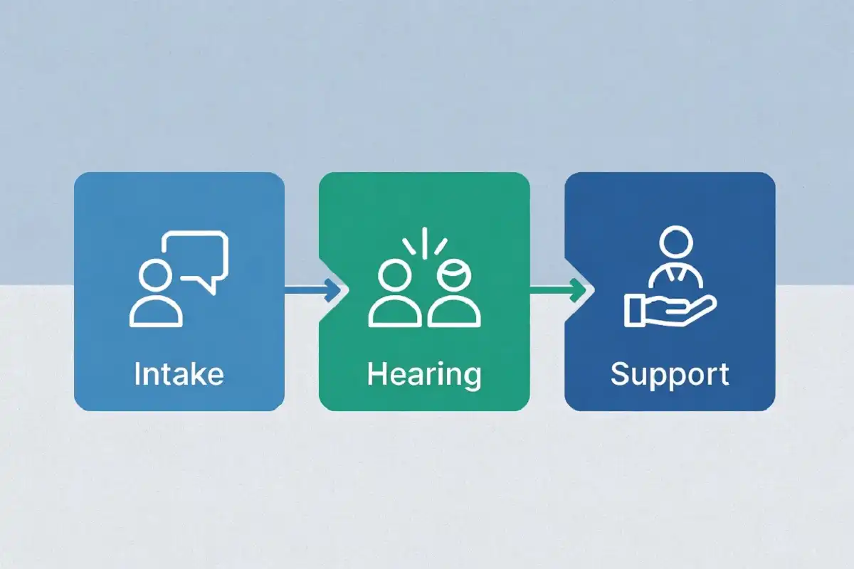 Illustration showing the stages of the youth court process